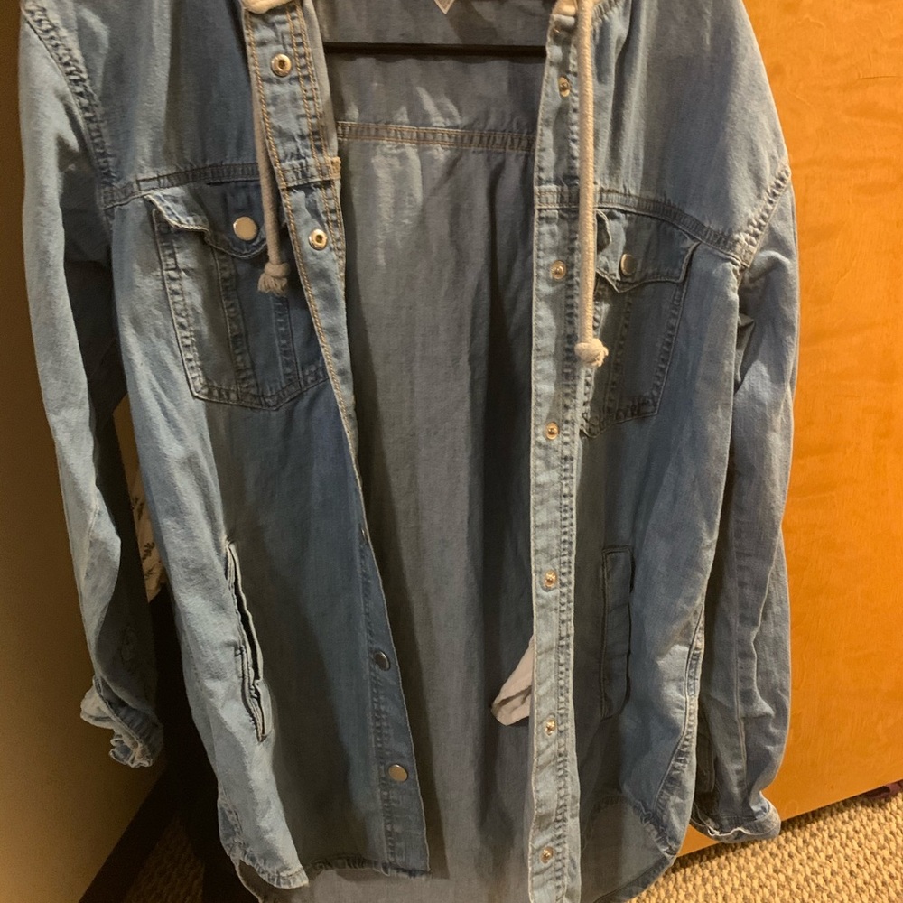 H&M Jean shirt with sweater hood